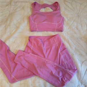 Women's Pink Activewear Set – High-Waist Leggings & Sports Bra